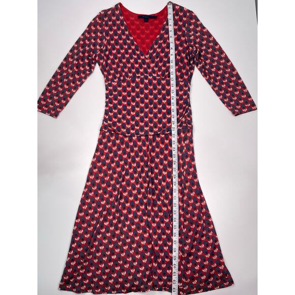 Boden Red & Navy Geometric Print Midi Dress Size 8R - Picture 8 of 9